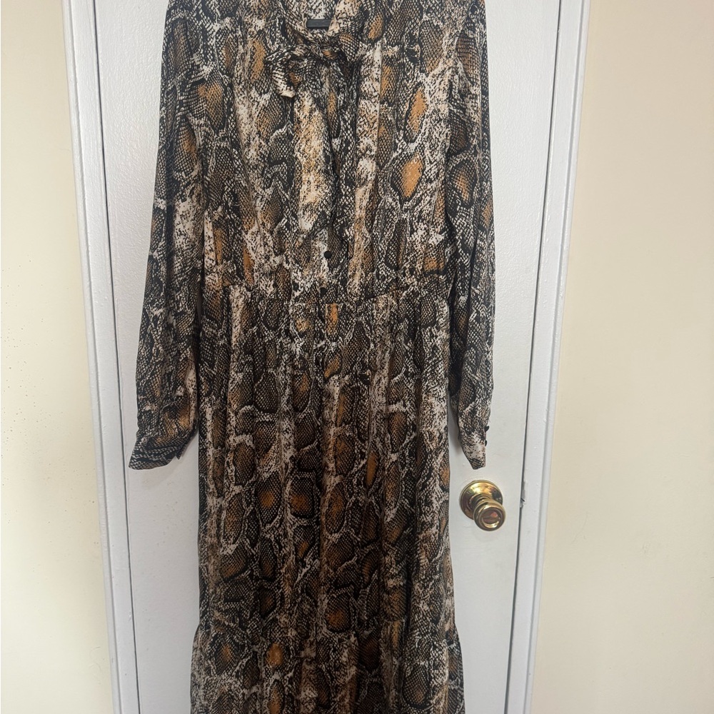 Zara Snake Print Dress - Brown and Black